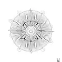 fractal wavy sun tattoo design idea