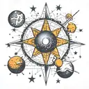 orion constellation with 40 objects like stars moon tattoo design idea