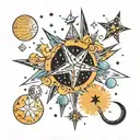 orion constellation with 40 objects like stars moon tattoo design idea