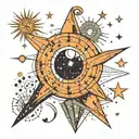 orion constellation with 40 objects like stars moon tattoo design idea