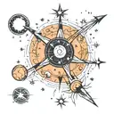 orion constellation with 40 objects like stars moon tattoo design idea