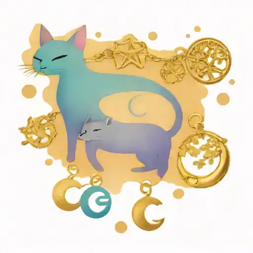 charm bracelet with charms: cat sitting on moon, tree of life, capital letter A, lavender sprig, killer whale, infinity  tattoo design idea