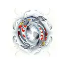yin and Yang koi fish tattoo design idea