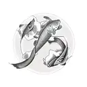 yin and Yang koi fish tattoo design idea