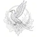 lines and phoenix tattoo design idea
