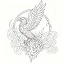 lines and phoenix tattoo design idea