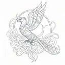 lines and phoenix tattoo design idea