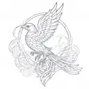 lines and phoenix tattoo design idea