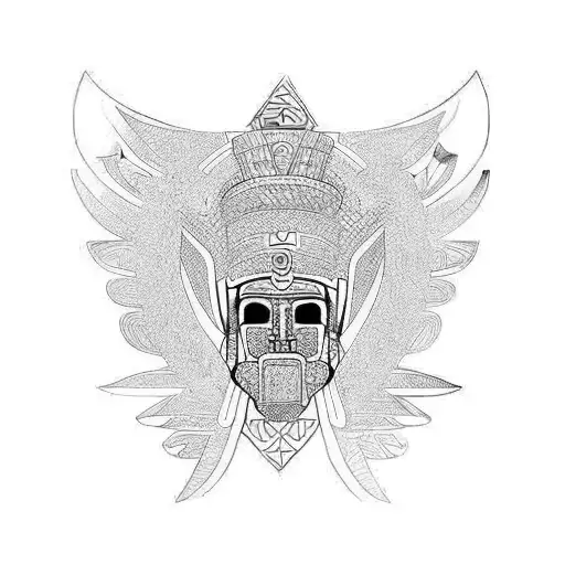 aztec, polynesian, tribal, 3d, sleece tattoo design idea