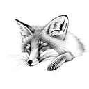 Sleeping fox with heather twigs tattoo design idea