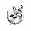 Sleeping fox with heather twigs tattoo design idea