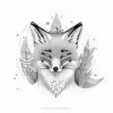 Sleeping fox with heather twigs tattoo design idea