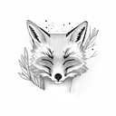 Sleeping fox with heather twigs tattoo design idea