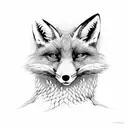 A fox curled up with heather twigs tattoo design idea