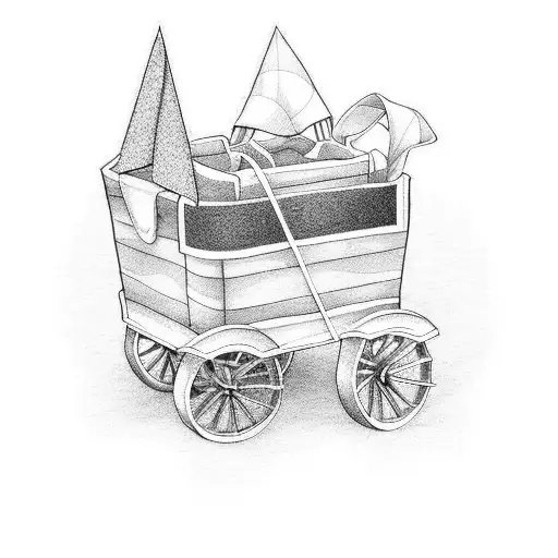 red wagon and ribbon from matilda movie tattoo design idea