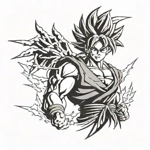Ultra Instinct Goku Stencil Angry tattoo design idea