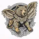 Celtic, wings, bear tattoo design idea