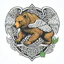Celtic, wings, bear tattoo design idea