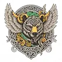 Celtic, wings, bear tattoo design idea