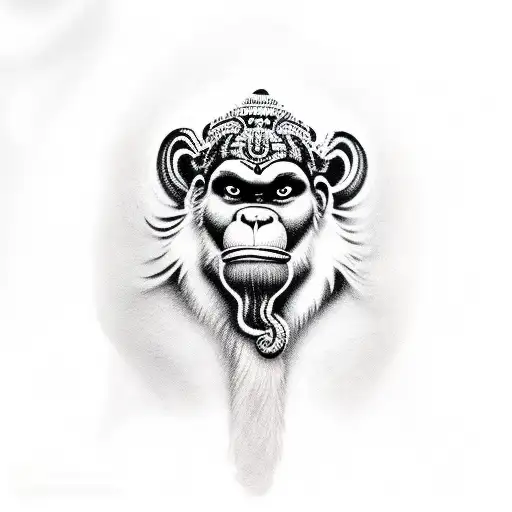 Image of Sketch Of Sticker Angry Hanuman. Vector Editable Illustration Of  Anjaneya-ZU946870-Picxy