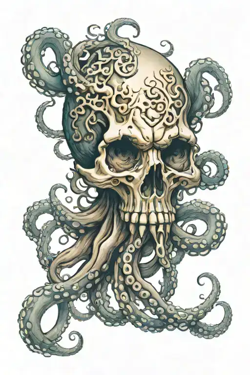 octopus skull tattoo design idea