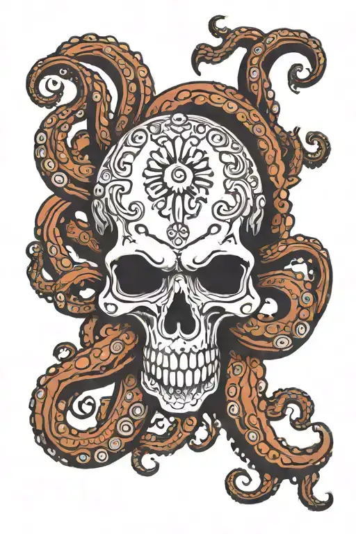 octopus skull tattoo design idea