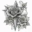 dagger and rose dripping blood tattoo design idea