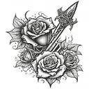 dagger and rose dripping blood tattoo design idea