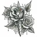 dagger and rose dripping blood tattoo design idea