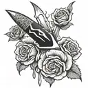 dagger and rose dripping blood tattoo design idea