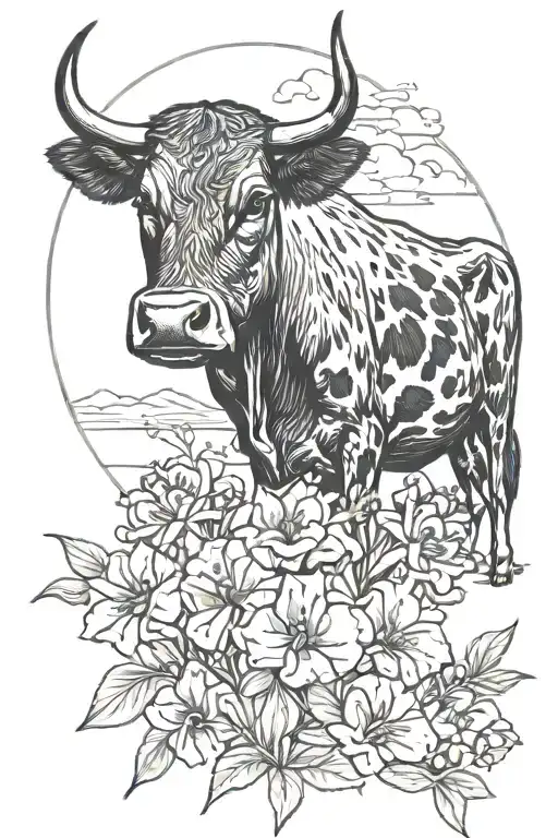 cattle and blue bonnets incorporated tattoo design idea