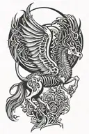 skeleton pegasus dragon emerging tattoo design idea