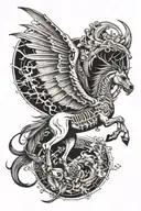 skeleton pegasus dragon emerging tattoo design idea