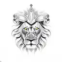 Lion with crown and an anaconda surrounding him tattoo design idea