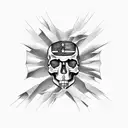 skull and American flag and god on a sleeve  tattoo design idea