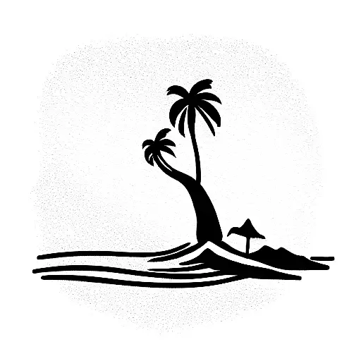 Palm Tree surfboard  tattoo design idea