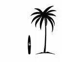 Palm Tree surfboard  tattoo design idea