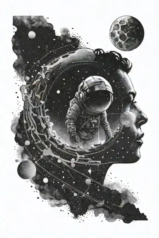 For cover up, a tattoo combining space with a person lost in space thinking. tattoo design idea