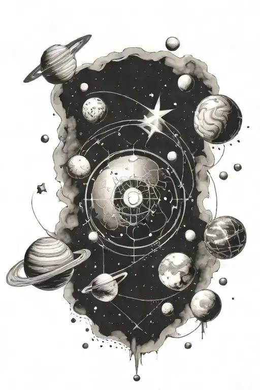 a tattoo of combined with psychology symbol and planets in space for cover up tattoo tattoo design idea