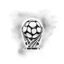 Messi with World cup trophy tattoo design idea