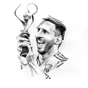 Messi with World cup trophy tattoo design idea