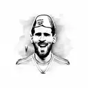 Messi with World cup trophy tattoo design idea