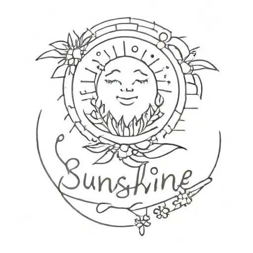 sunshine with child birth date tattoo design idea