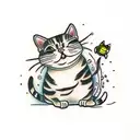 cat chipmunk frog tattoo design idea