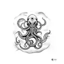 kraken with Poseidons trident tattoo design idea