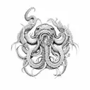 kraken with Poseidons trident tattoo design idea