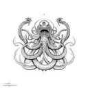 kraken with Poseidons trident tattoo design idea