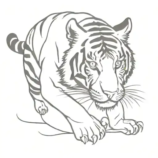 falling tiger tattoo design idea