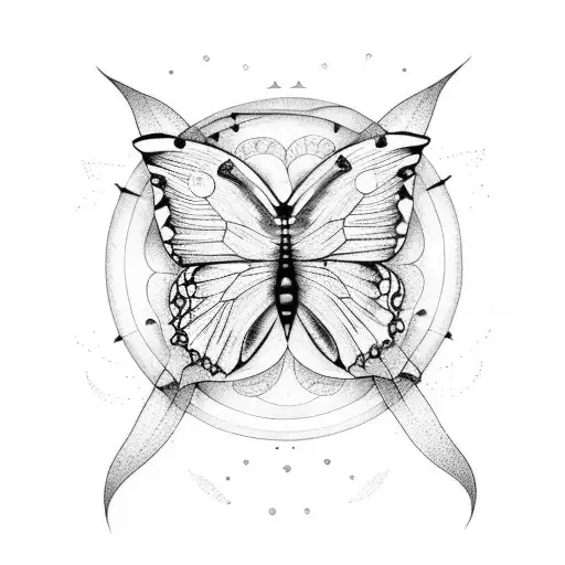 Butterfly with moon phases  tattoo design idea