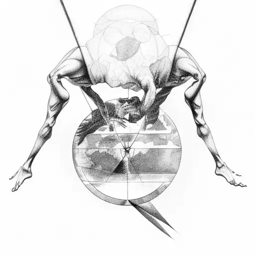 Fine Line Icarus falling while reaching down tattoo design idea